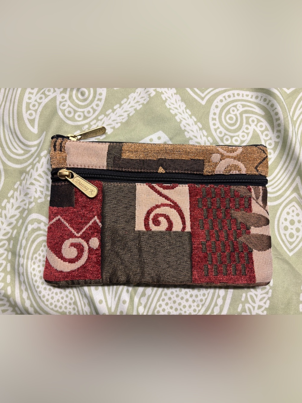 ✴️Danny K Red and Browns Patchwork Pouch
